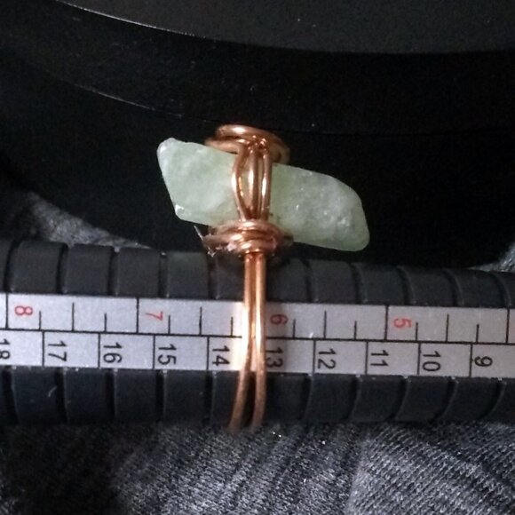 Uniquely Handmade! Green Agate - Boho Copper Wire Wrapped Ring Sz 6.25 - Picture 5 of 6